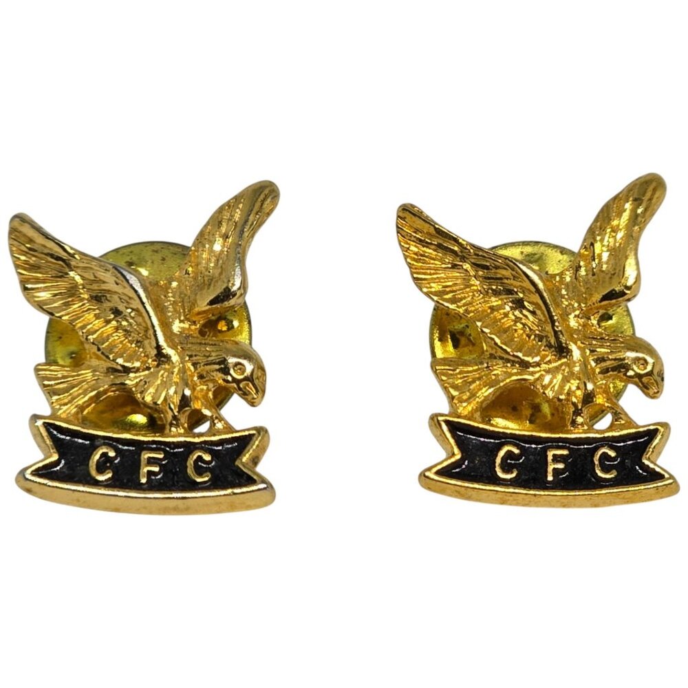 Vintage CFC Eagle Lapel Pins Gold‎ Tone Enamel Pair Fraternal Club